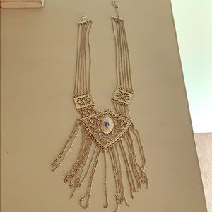 Tribal inspired silver and blue necklace